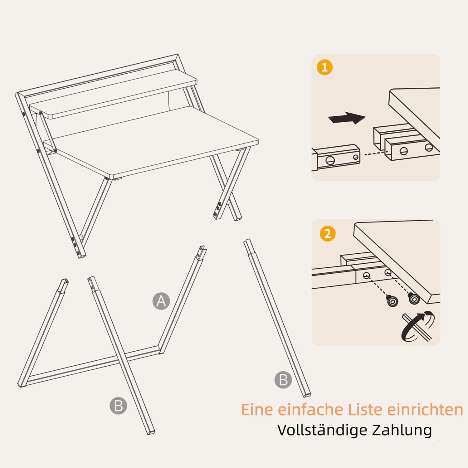 Kleiner klappbarer Schreibtisch mit Regal und
