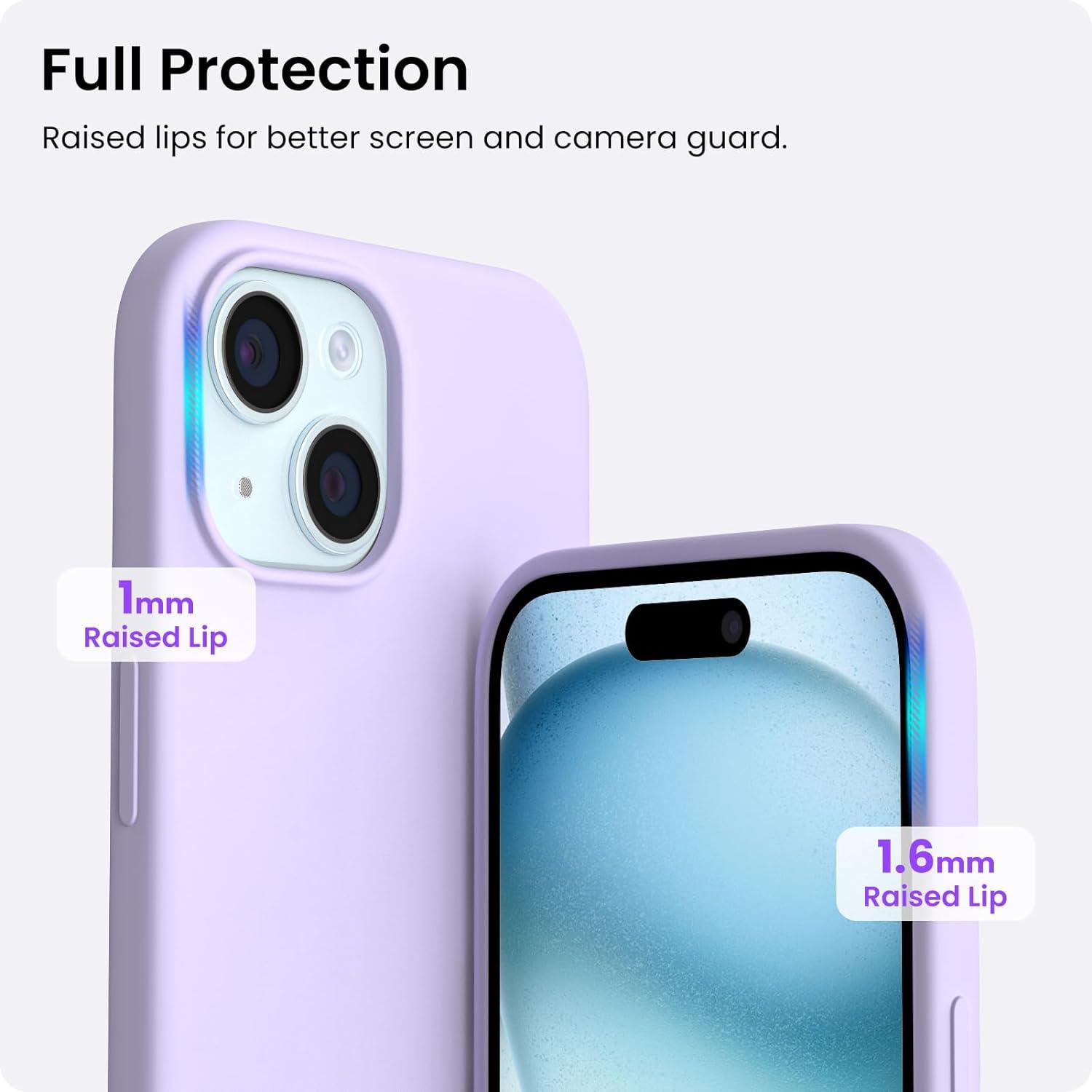 ORNARTO iPhone 15 Hülle Silikon 6,1 Zoll Ultra dünne Handyhülle flüssiges Silikon Flieder 2023