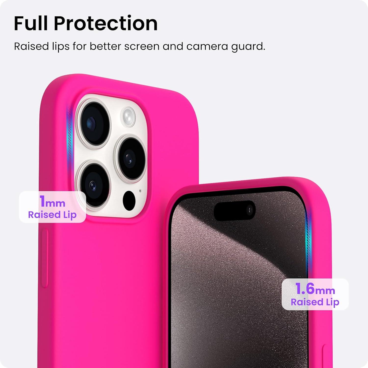 iPhone 15 Pro Max Hülle Silikon 6,7 Zoll Kratzfeste Schutzhülle Leuchtend Rosa