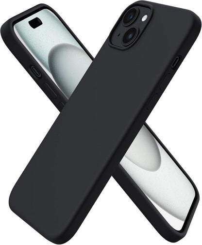 iPhone 15 Plus Silikonhülle flüssiges Silikon schwarz stoßfest 6,7