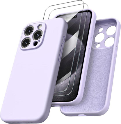 iPhone 15 Pro Max Hülle Kameraschutz 2 Schutzfolien flüssiges Silikon