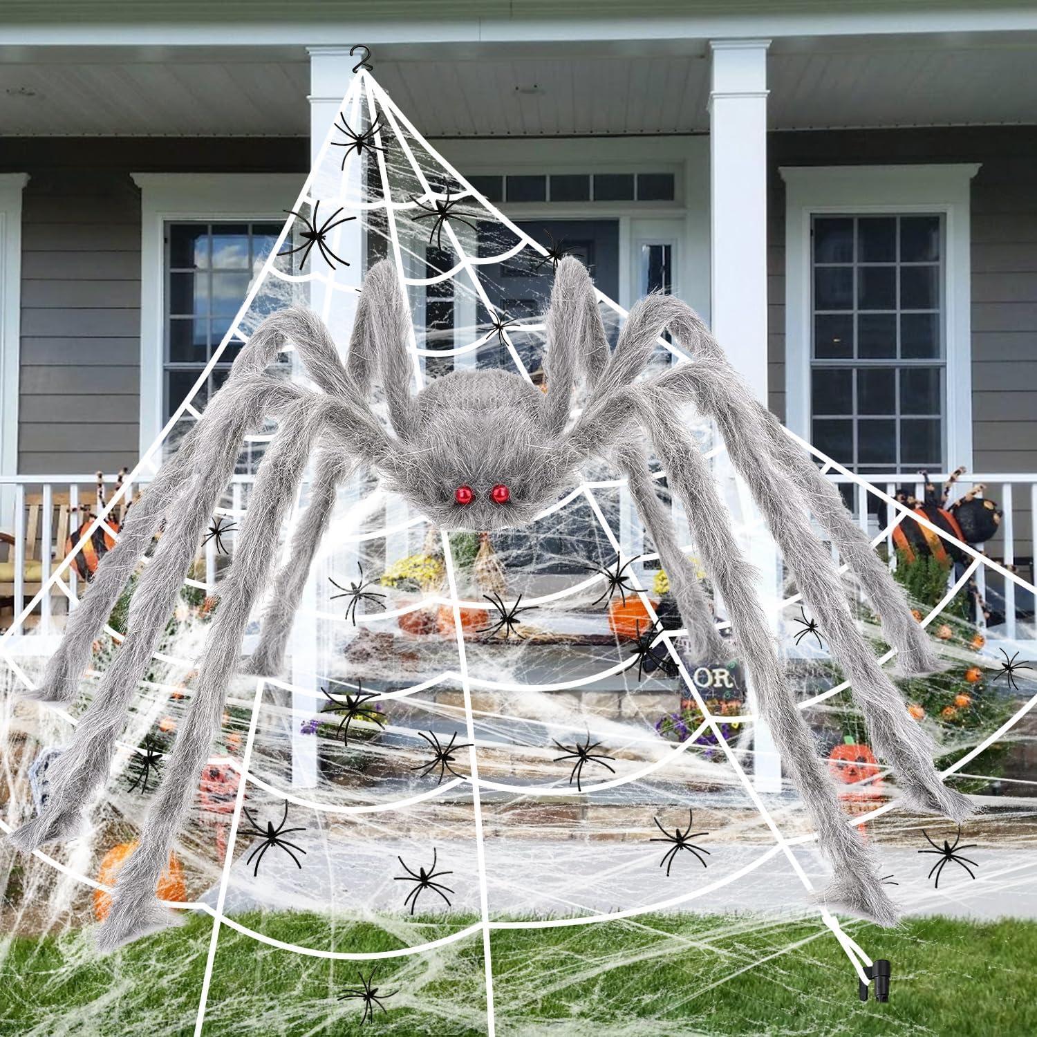 XXL Halloween Deko Set Spinnennetz Spinne Spinnweben Mini Garten