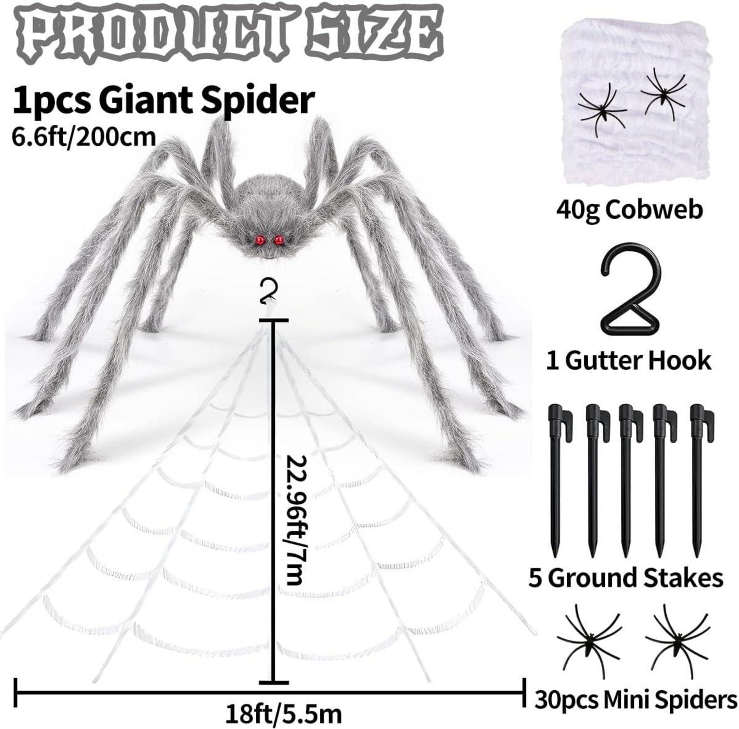 Halloween Deko Set: Riesige Spinnennetz + Graue Spinne