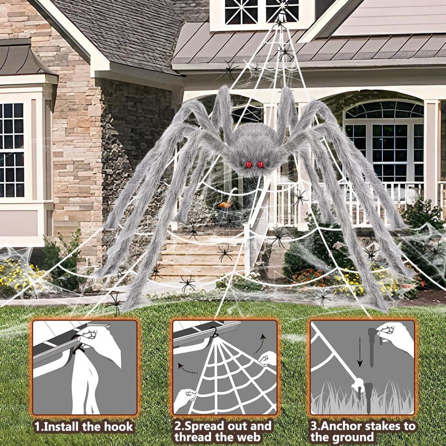 Halloween Deko Set XXL Spinnennetz Spinne Spinnweben Mini Spinnen