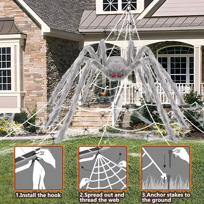 Halloween Deko Set XXL Spinnennetz Spinne Spinnweben Mini Spinnen