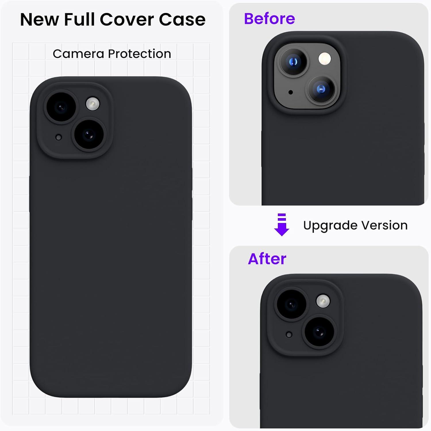 ORNARTO iPhone 15 Hülle mit Kameraschutz, 2 Schutzfolien Schwarz