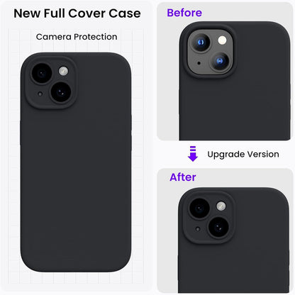 ORNARTO iPhone 15 Hülle mit Kameraschutz, 2 Schutzfolien Schwarz