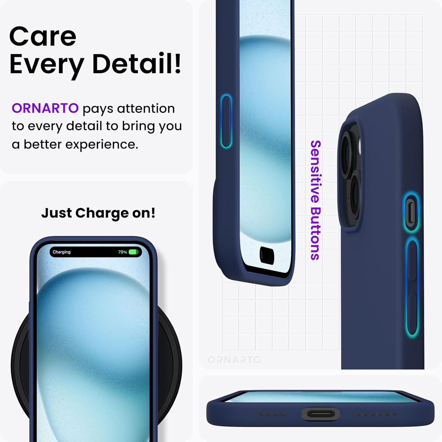 Silikon Hülle für iPhone 15 Plus 6,7 Zoll flüssig stoßfest Mitternachtsblau