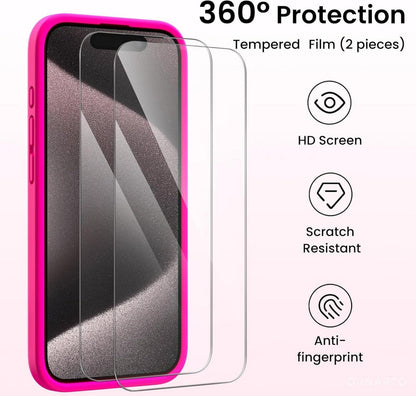 iPhone 15 Pro Max Hülle Schutzhülle flüssiges Silikon Kameraschutz Pink