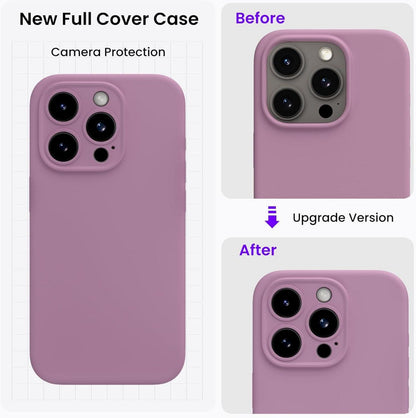iPhone 15 Pro Hülle flüssiges Silikon Kameraschutz 2 Schutzfolien Lila 6.1 Zoll