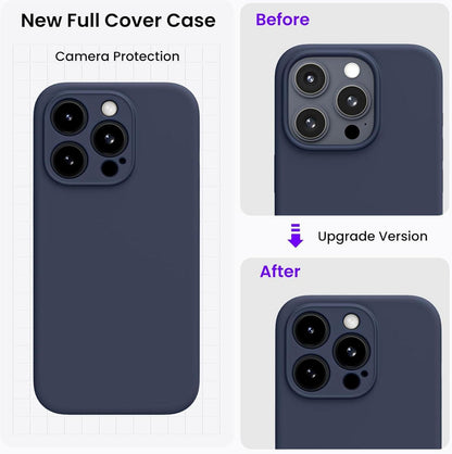 ORNARTO iPhone 15 Pro Max Hülle Silikon Kameraschutz Schutzfolie 6.7 Zoll Blau