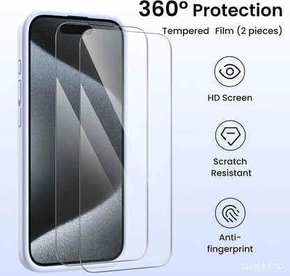 iPhone 15 Pro Max Hülle Kameraschutz 2 Schutzfolien flüssiges Silikon stoßfest