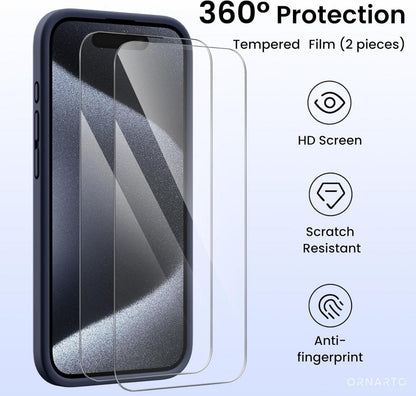 iPhone 15 Pro Hülle 6.1 Zoll Silikon Schutzfolie Kameraschutz Midnight Blue