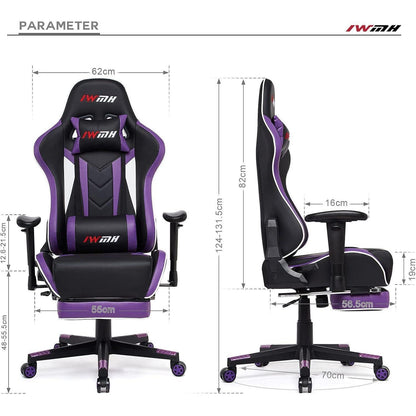 Ergonomischer Gaming Stuhl mit Fußstütze und verstellbarer