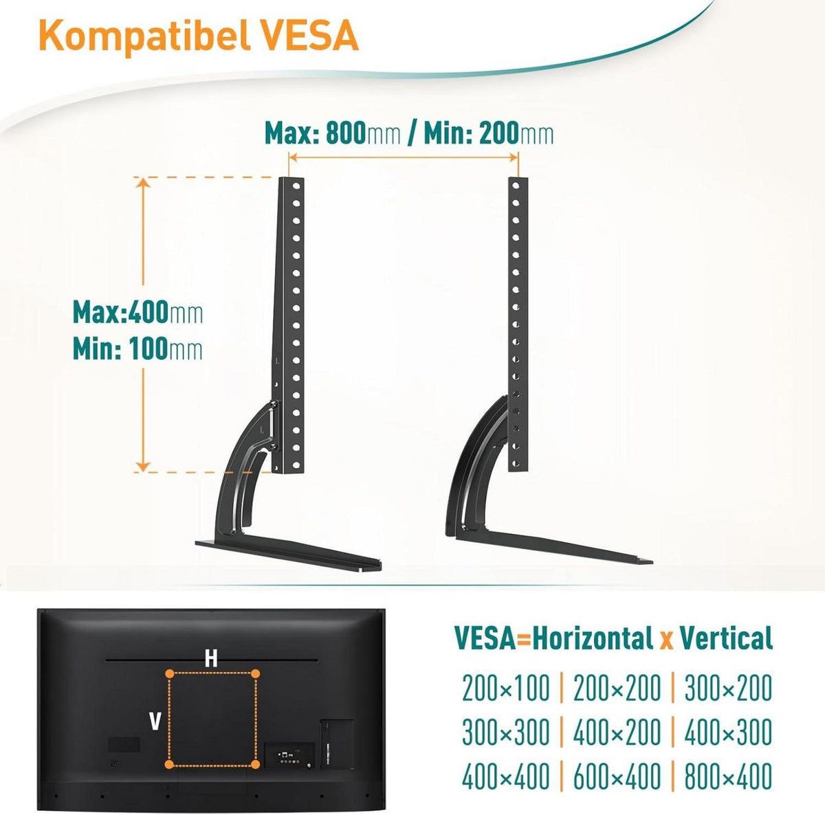 TV Ständer Universal Standfüße 27-55 Zoll LCD LED bis 40KG VESA 800x400mm