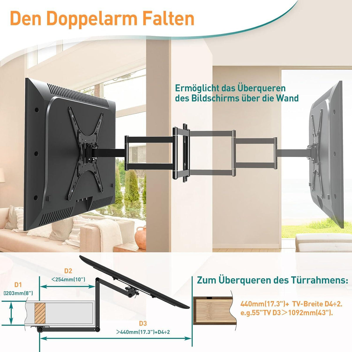 TV Wandhalterung Ausziehbar 749mm VESA 400x400mm Halterung bis 35KG