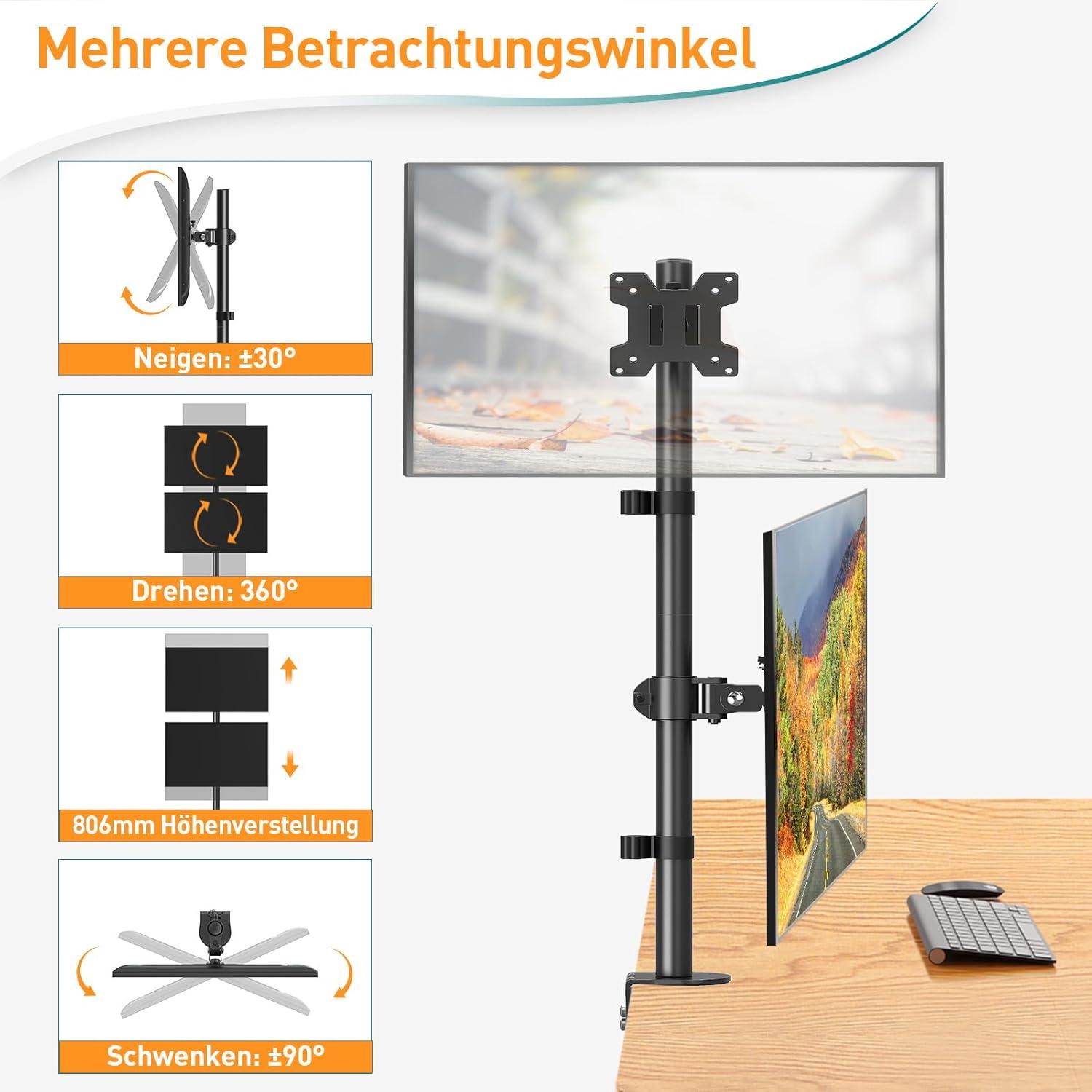 Monitor Halterung 2 Monitore VESA 75x75mm/100x100mm