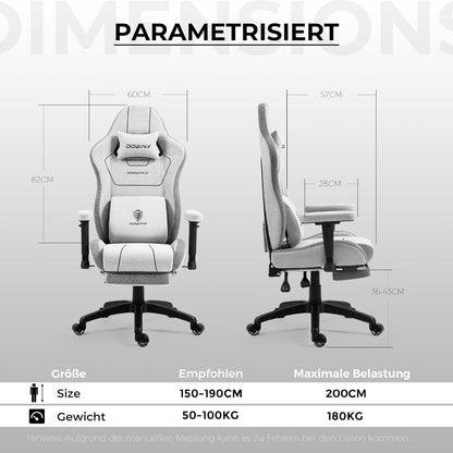 Dowinx Gaming Stuhl Stoff mit Massagefunktion und