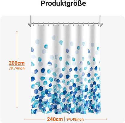 Duschvorhang Blaue Blütenblätter 240x200cm mit beschwertem