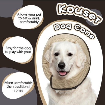 Halskrause Hund Leckschutz Braun Einstellbar 34-44cm L
