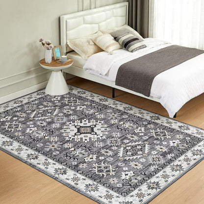 Teppich Wohnzimmer Grau Vintage 160x230CM waschbar