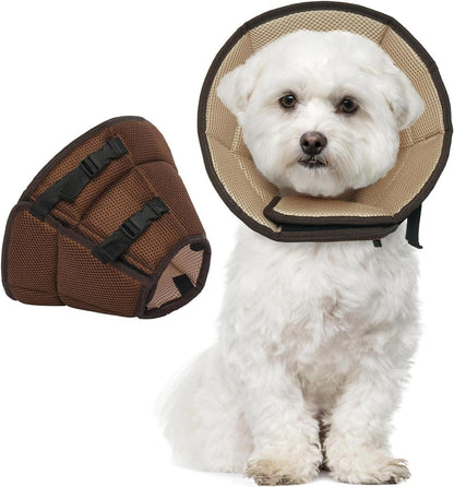 Hund Halskrause Leckschutz Schutzkragen Braun Einstellbar S