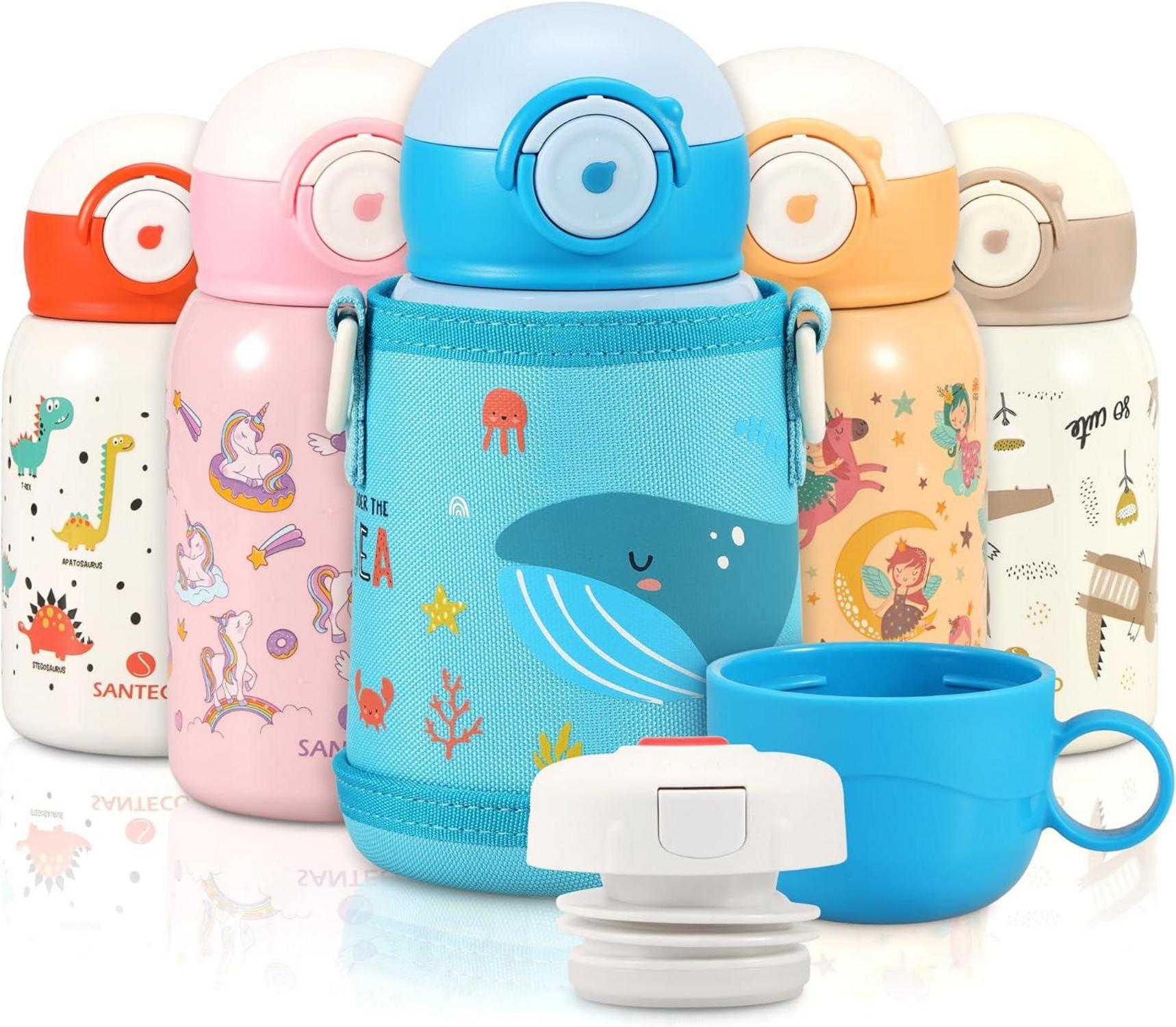 Trinkflasche Kinder Edelstahl Strohhalm Thermosflasche Auslaufsicher