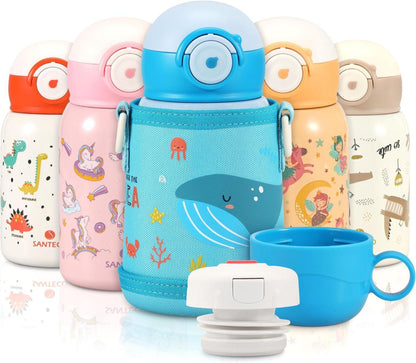 Trinkflasche Kinder Edelstahl Strohhalm Thermosflasche Auslaufsicher