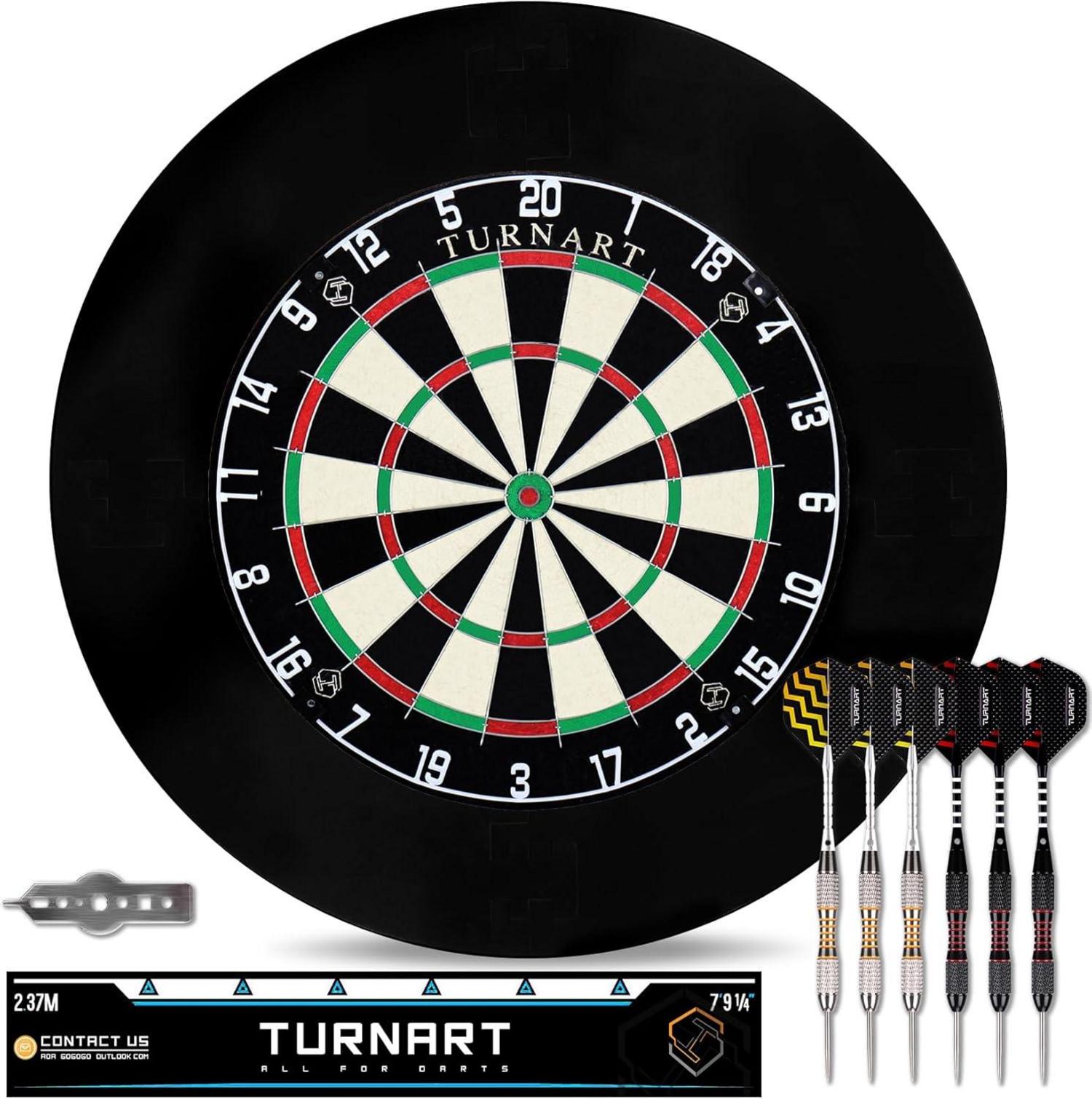 Dartscheibe Kork Steeldart Set mit 6 Dartpfeilen