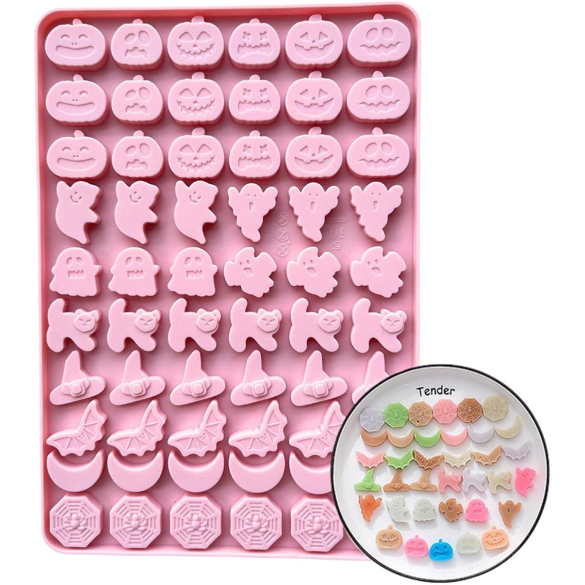 Halloween Silikonform mit 60 Mulden für Schokolade & Kekse
