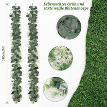 2x Eukalyptus Girlande mit weißen Blüten – 180cm