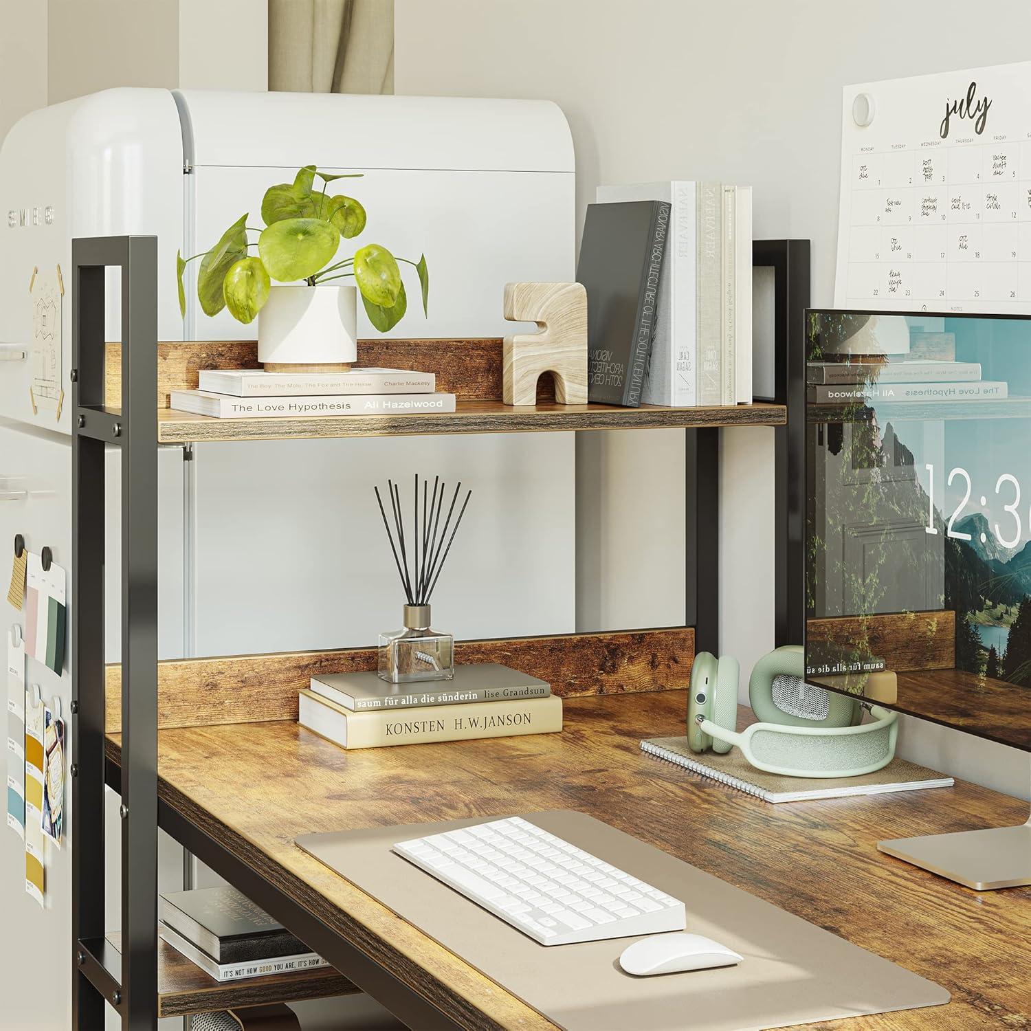 Computertisch mit Regalen 120 cm Braun Homeoffice Schreibtisch Stil