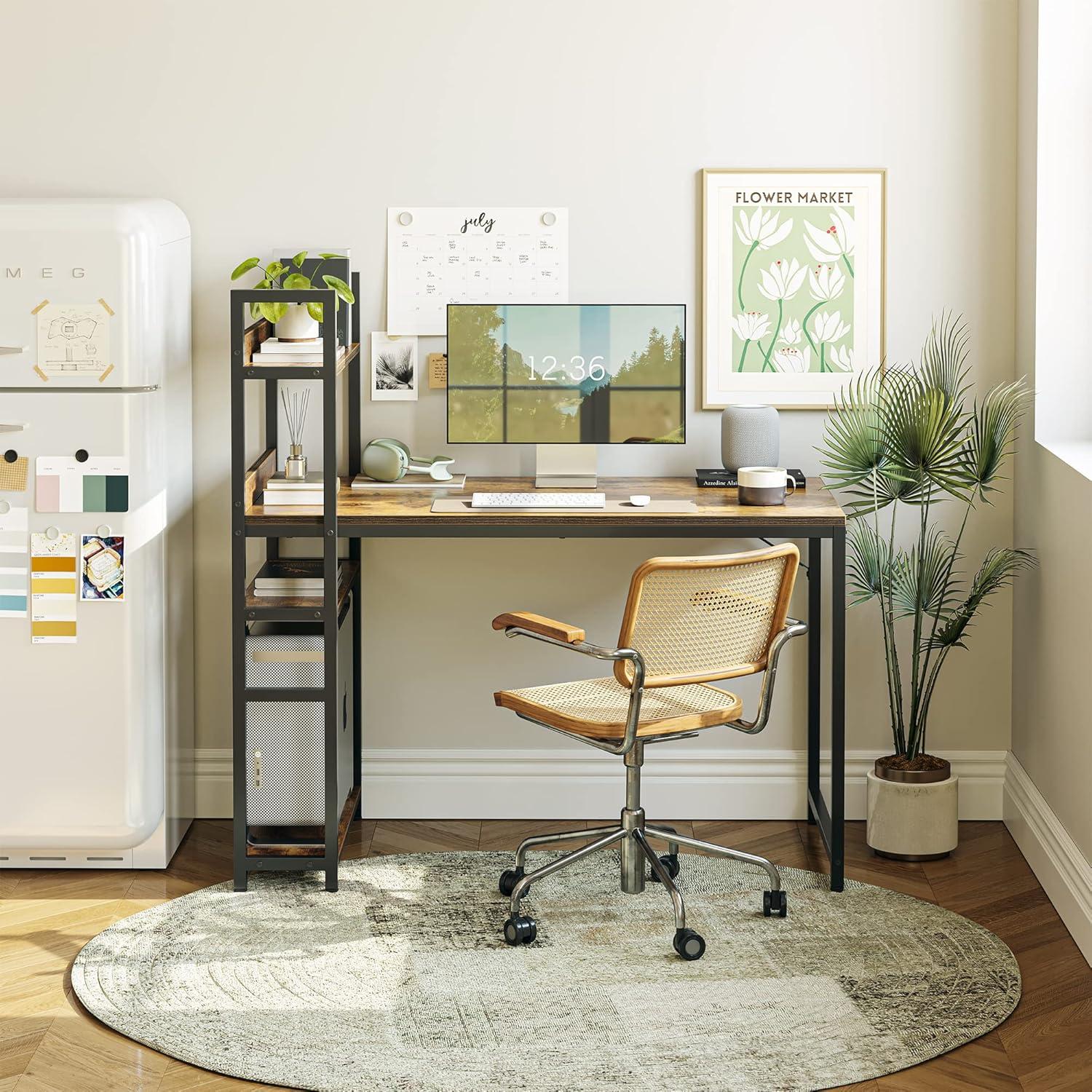 Computertisch mit Regalen 120 cm Braun Homeoffice Schreibtisch Stil
