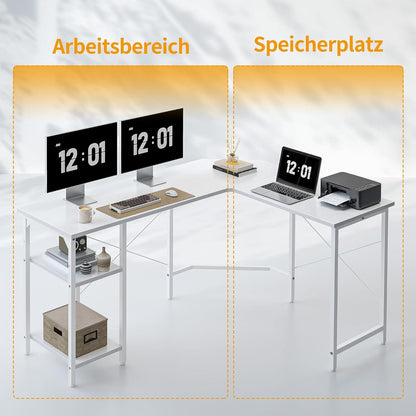 L-förmiger Gaming-Schreibtisch mit Regalen 150x120 cm