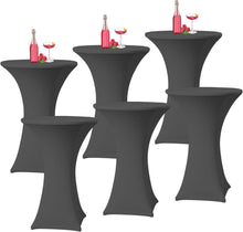 6er-Set Grau Stretch Stehtisch Husse Bistrotisch Spandex Tischdecke