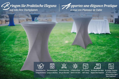 6er-Set Graue Stretch Stehtisch Husse für Bistrotisch Ø60-65 cm Spandex Tischdecke