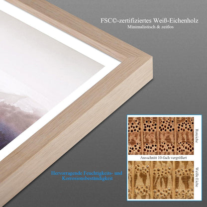 NESCL Bilderrahmen Eiche Holz DIN A4 21x30cm Glas
