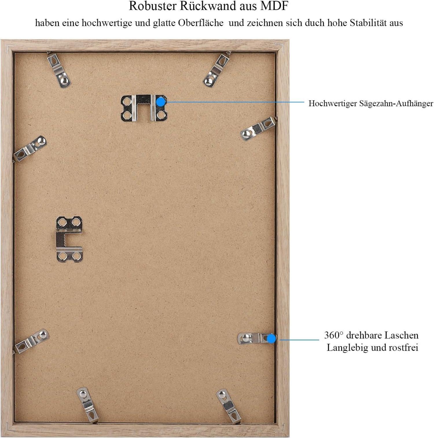 Bilderrahmen Eiche Holz DIN A4 Natur Amerikanische Weiß-Eiche Rahmen gehärtetem Glas 21 x 30 cm