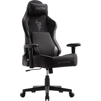 Ergonomischer Gaming Stuhl mit 3D-Lordosenstütze, Schwarz