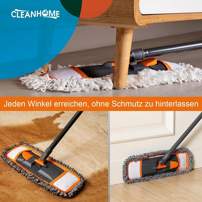 CLEANHOME Wischmopp Set 3 Waschbare Pads Lang