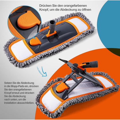 CLEANHOME Wischmopp Set 3 Waschbare Pads Lang