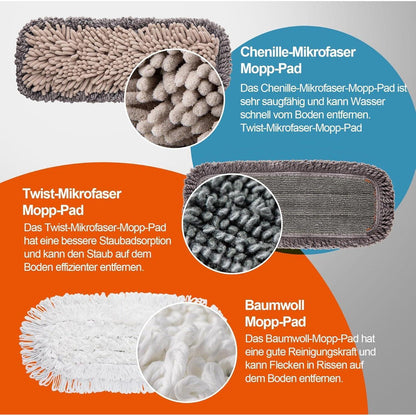 CLEANHOME Wischmopp Set 3 Waschbare Pads Lang