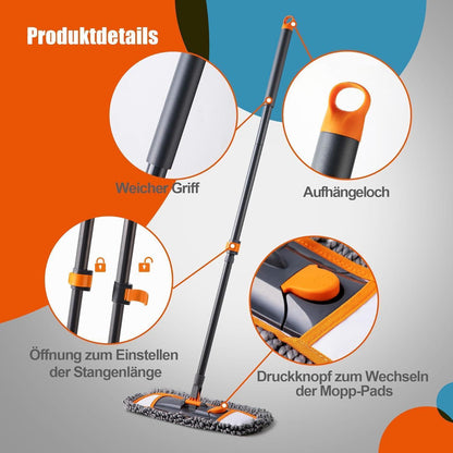 CLEANHOME Wischmopp Set 3 Waschbare Pads Lang