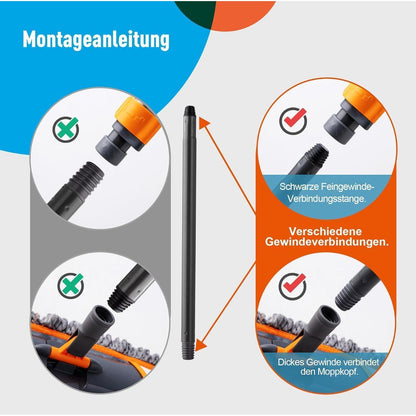 CLEANHOME Wischmopp Set 3 Waschbare Pads Lang
