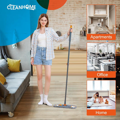 CLEANHOME Wischmopp Set 3 Waschbare Pads Lang