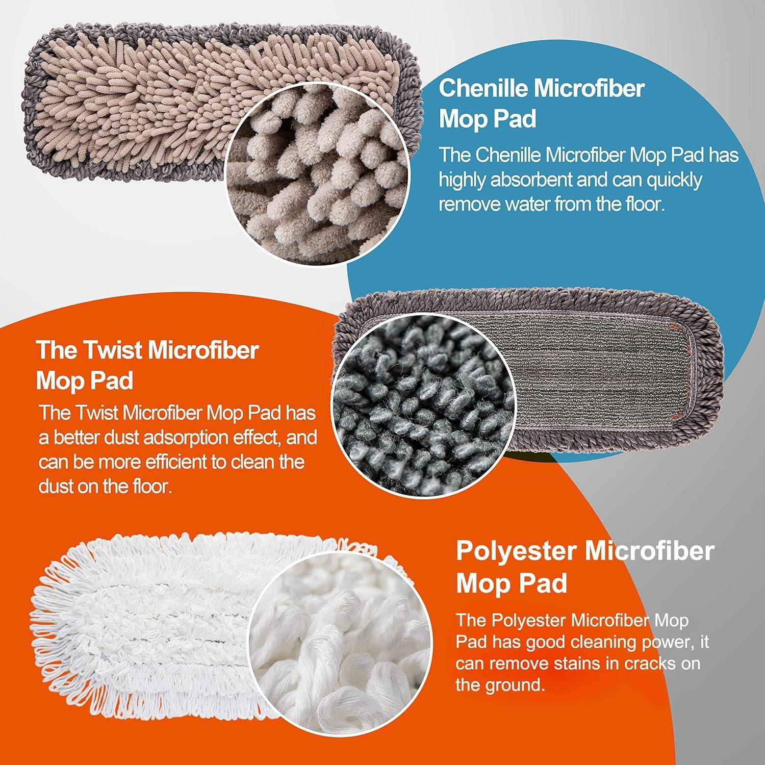 CLEANHOME 3er Set Nass- & Trockenmopps Hochwertige Mopp-Pads & Ausziehbarer Griff