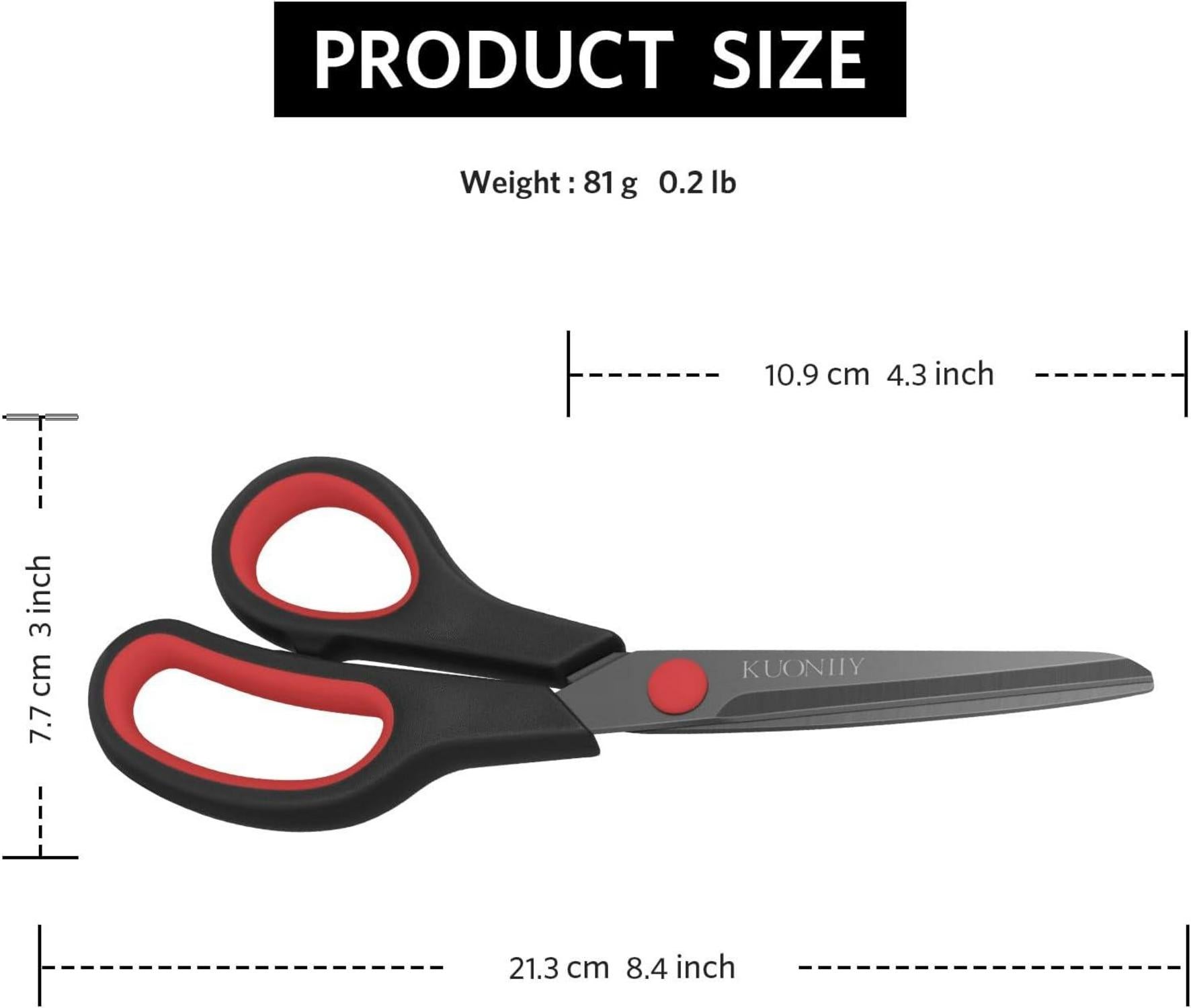 Titanbeschichtete Mehrzweckschere, ergonomisch, schwarz-rot, 21,3 cm