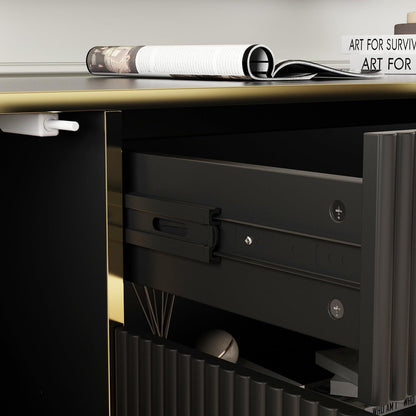 Sideboard Wohnzimmer Schwarz 160cm – Buffet mit 4 Türen & Schublade