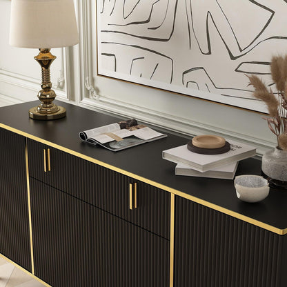Sideboard Wohnzimmer Schwarz 160cm – Buffet mit 4 Türen & Schublade