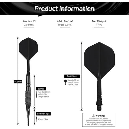 CyeeLife Profi Softdarts Set 12 Stück - Kunststoffspitze